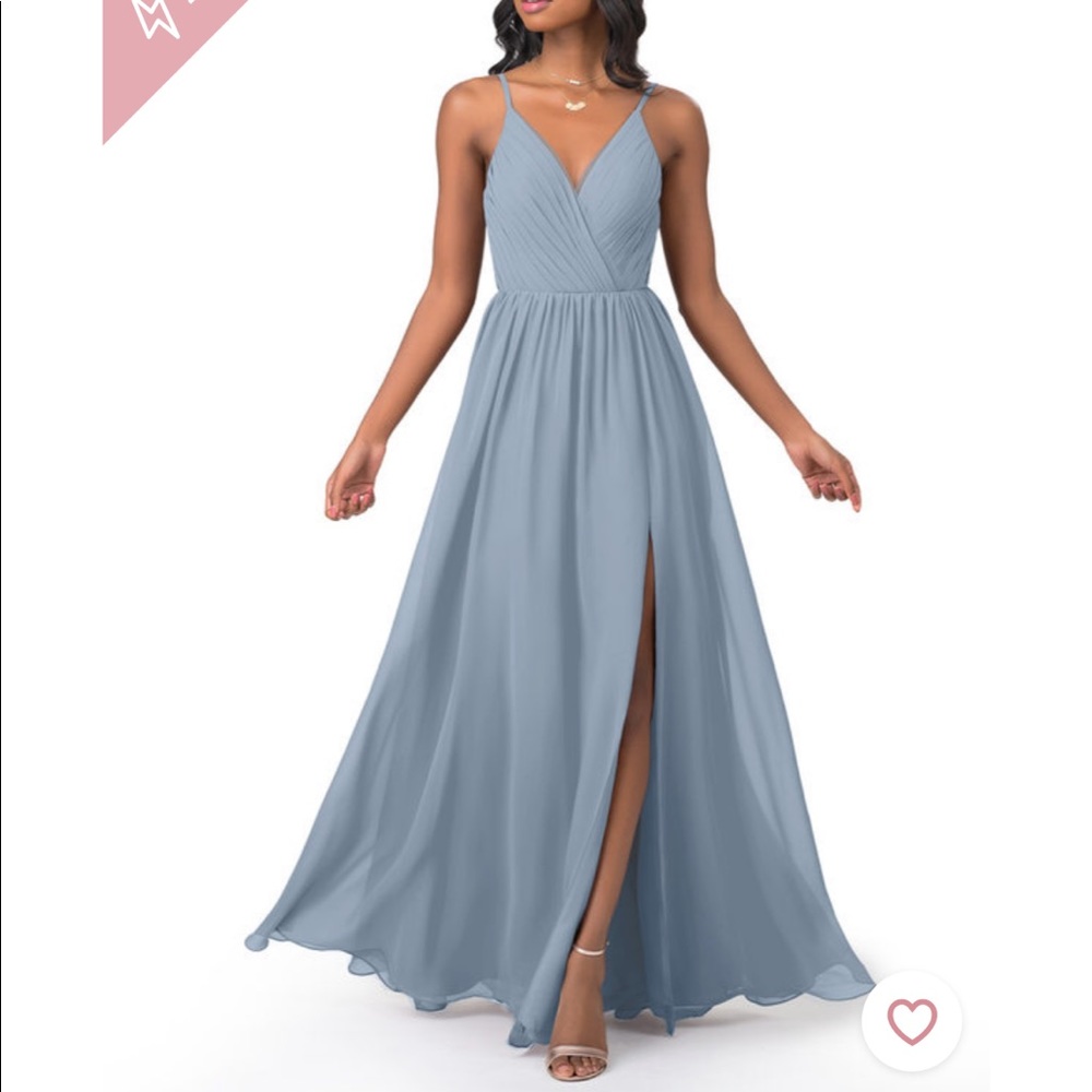 Azazie Gracie in Dusty Blue Bridesmaid Dress